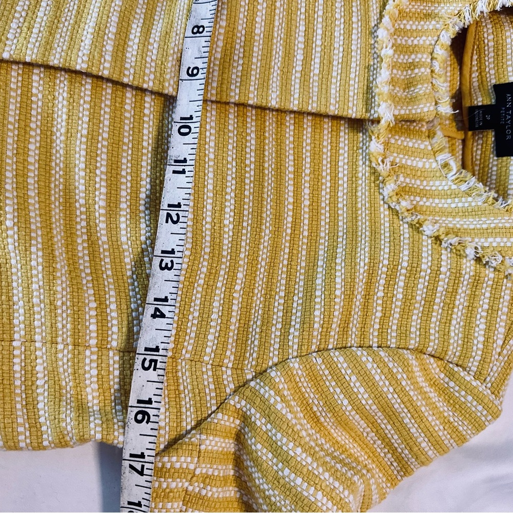 Ann Taylor Yellow and White Striped Blazer 2. Petite - Picture 5 of 7